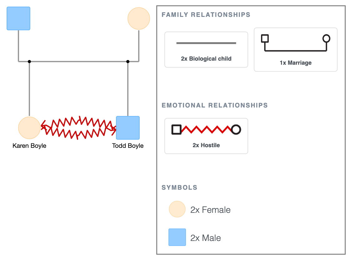Hostile Symbol Example in a Genogram